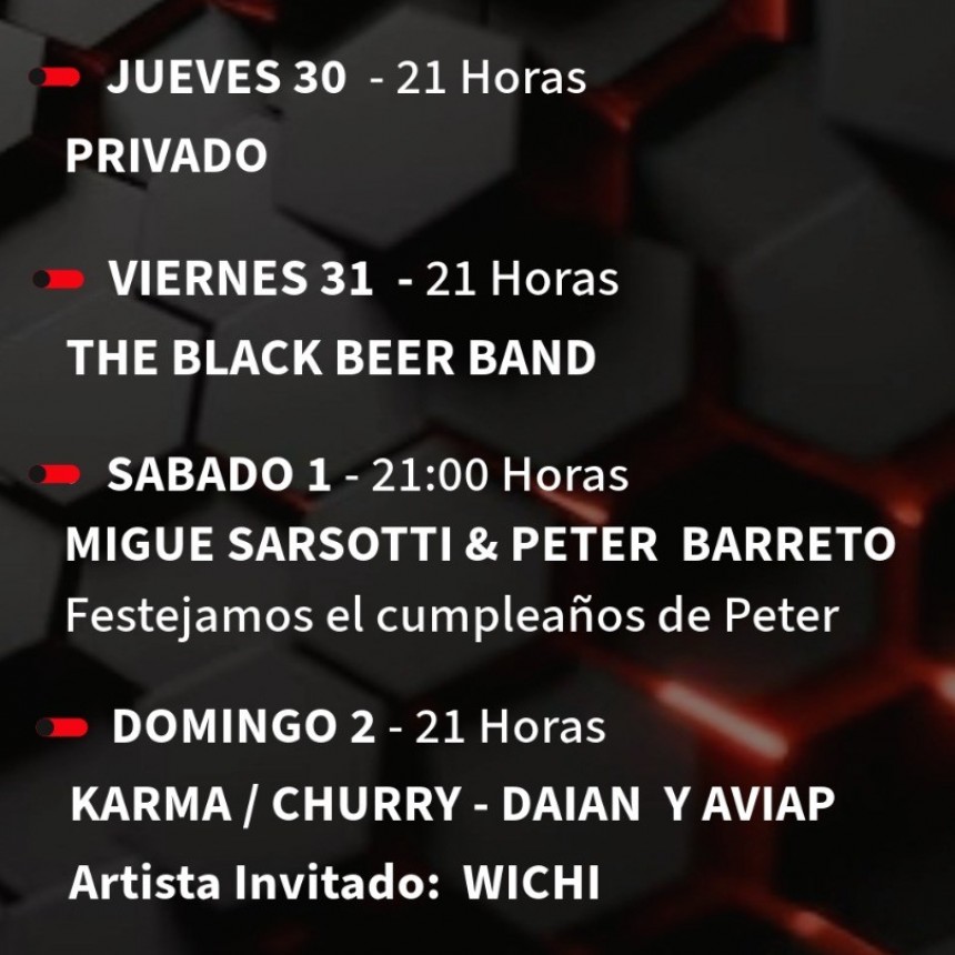 Programaci&oacute;n de Stanley Bar del 30/1 al 2/2