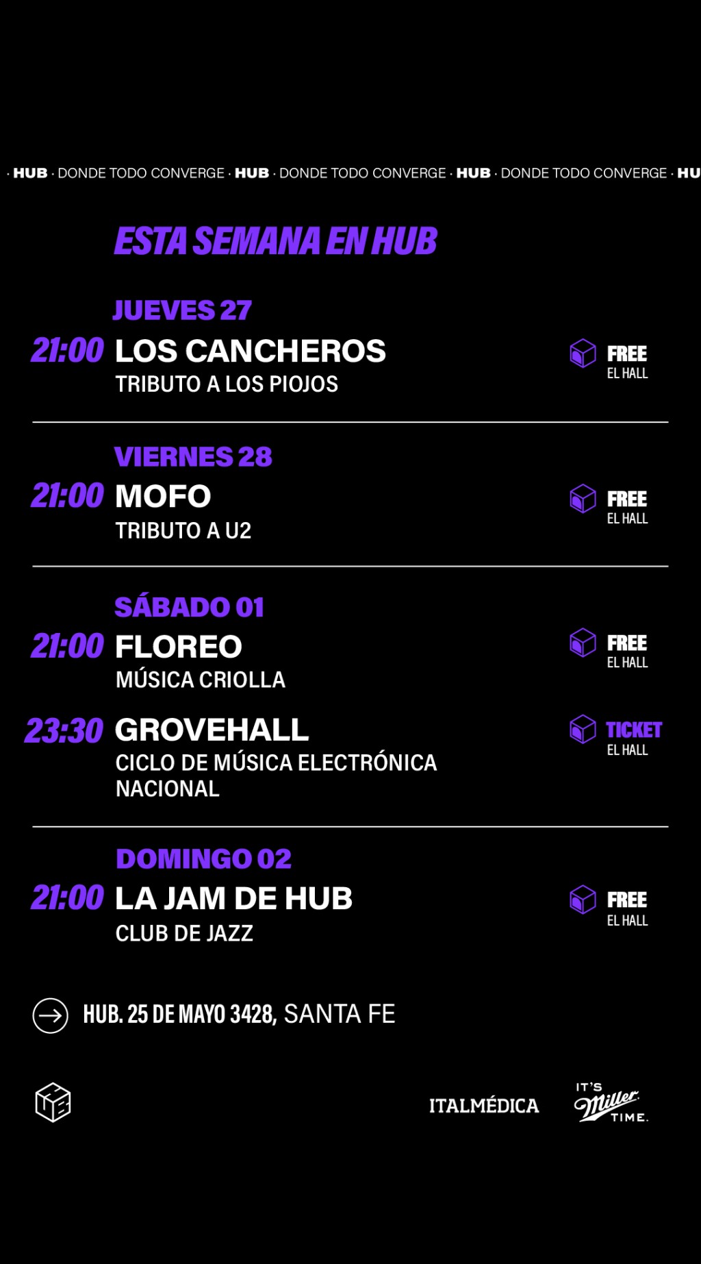 Agenda de HUB del 27/2 al 2/3