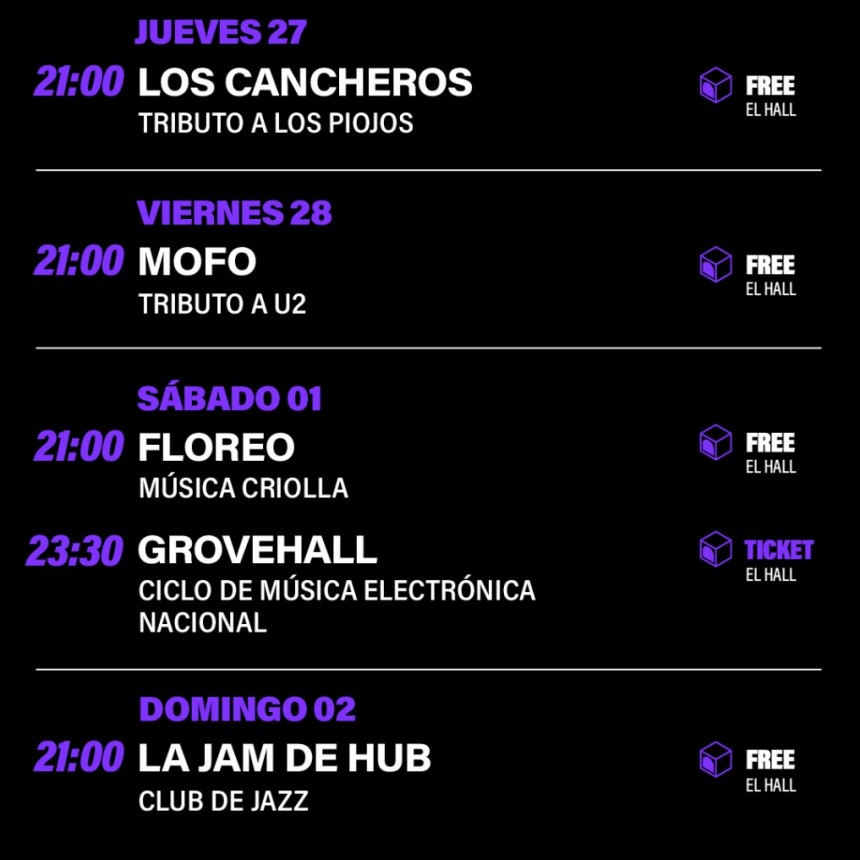Agenda de HUB del 27/2 al 2/3