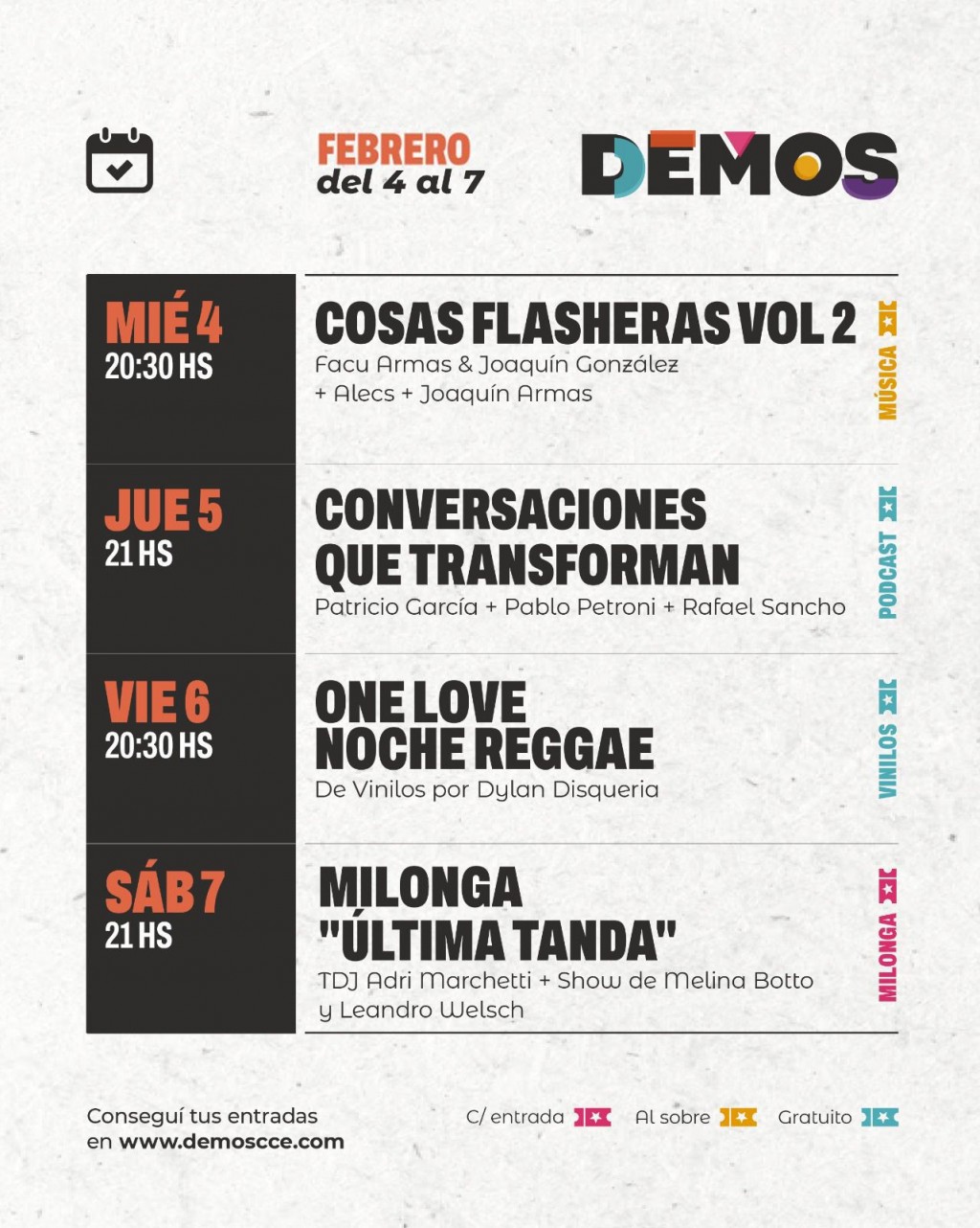 Agenda de DEMOS en el arranque de temporada