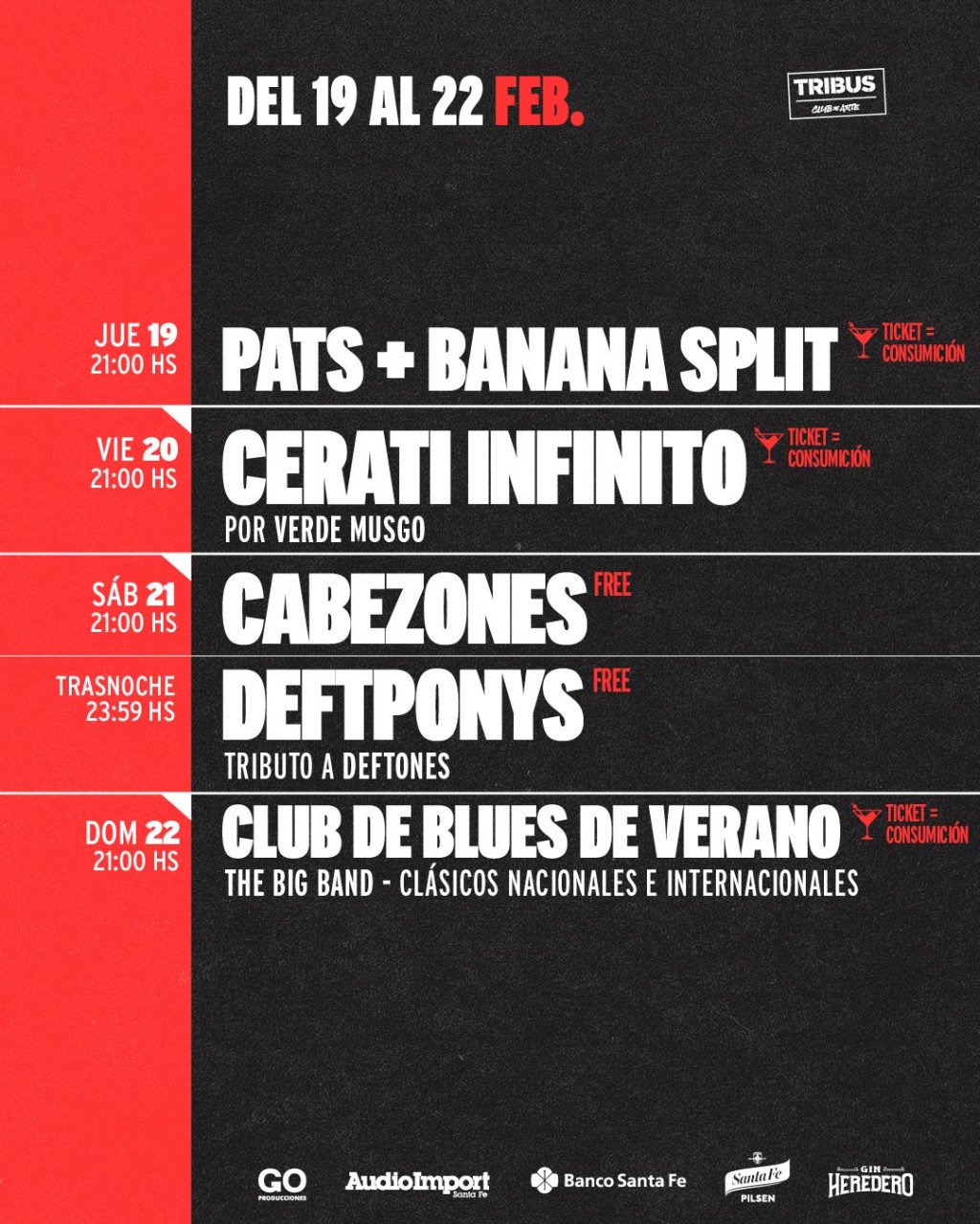 AGENDA SEMANAL TRIBUS CLUB DE ARTE: 19/2 al  22/2