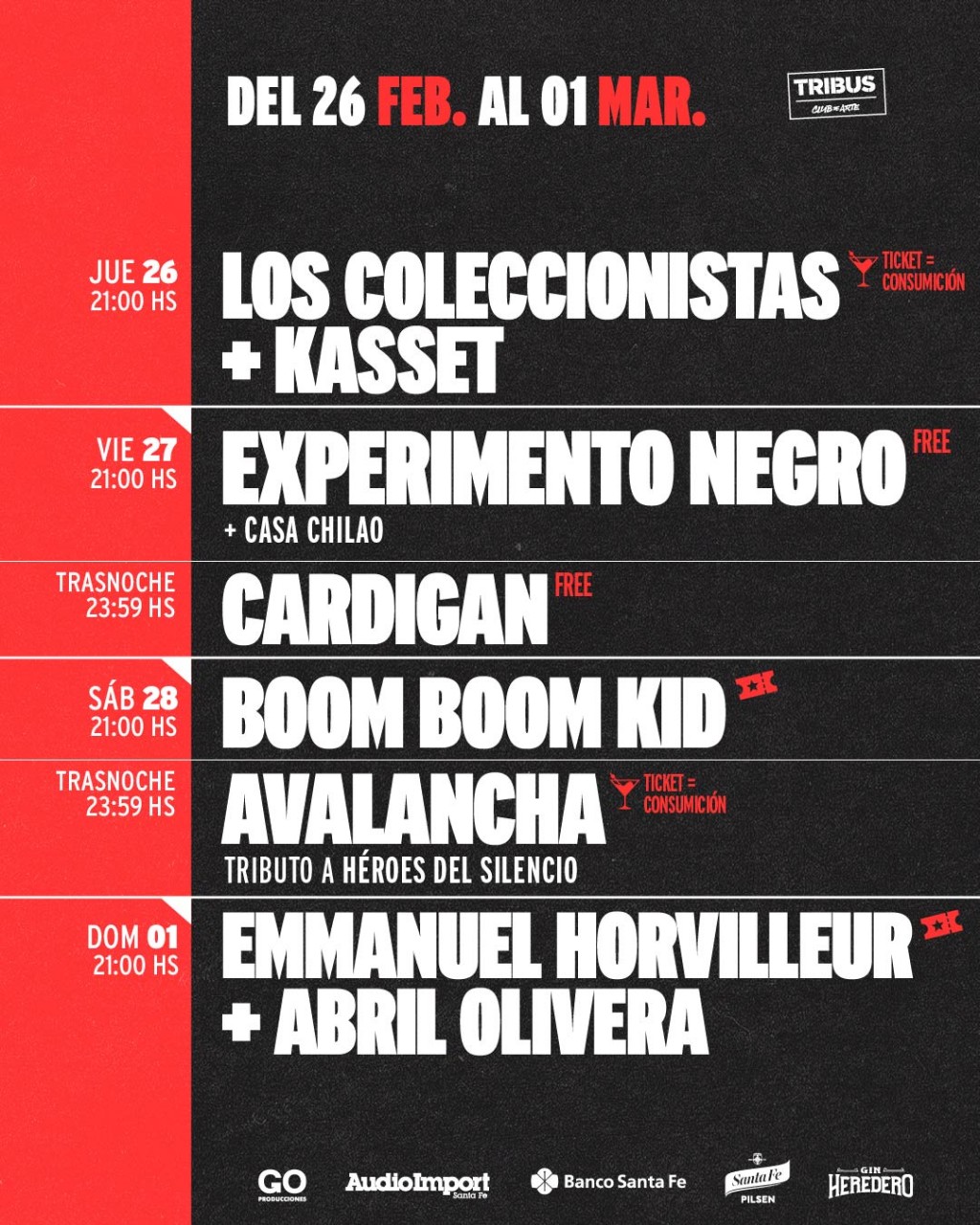 AGENDA SEMANAL TRIBUS CLUB DE ARTE: del 26/2 al 1/3