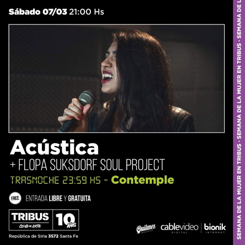 7/3 - Ac&uacute;stica + Flopa Suksdorf Soul Project en Tribus