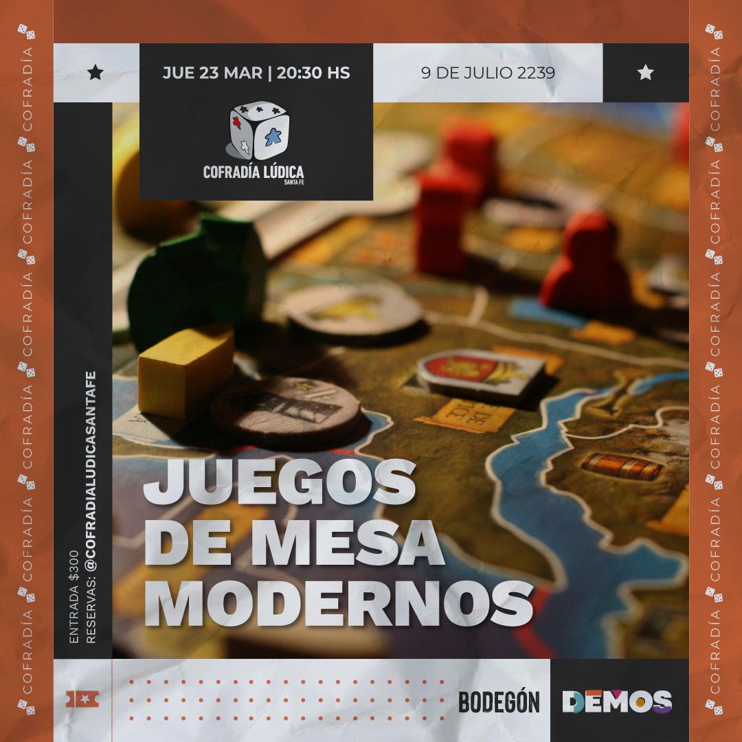 23/3 - NOCHE DE JUEGOS DE MESA MODERNOS en DEMOS