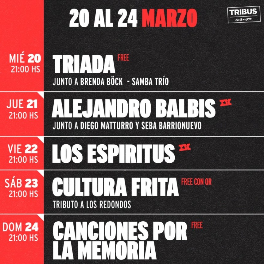 Programaci&oacute;n del 20/3 al 24/3