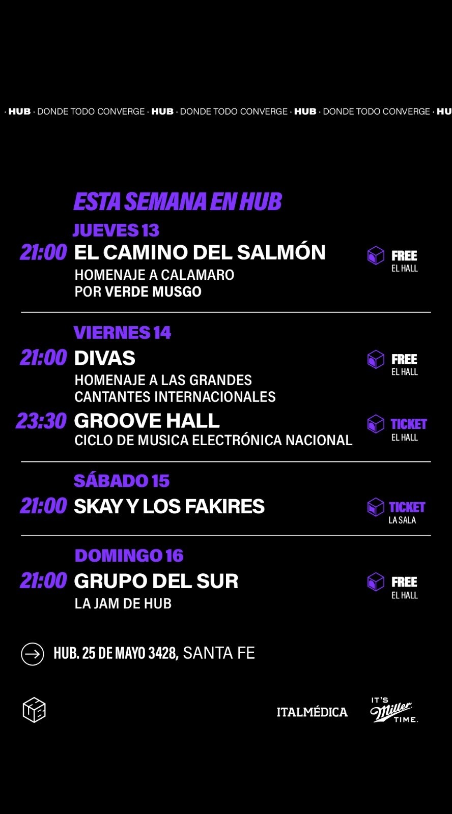 Agenda del 13/3 al 16/3 de HUB