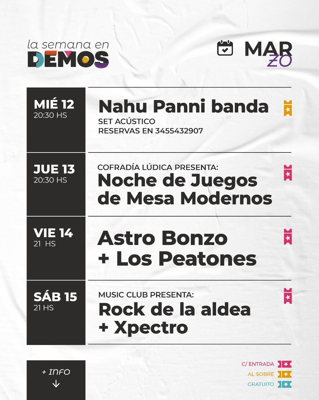 Agenda de DEMOS del 12/3 al 15/3