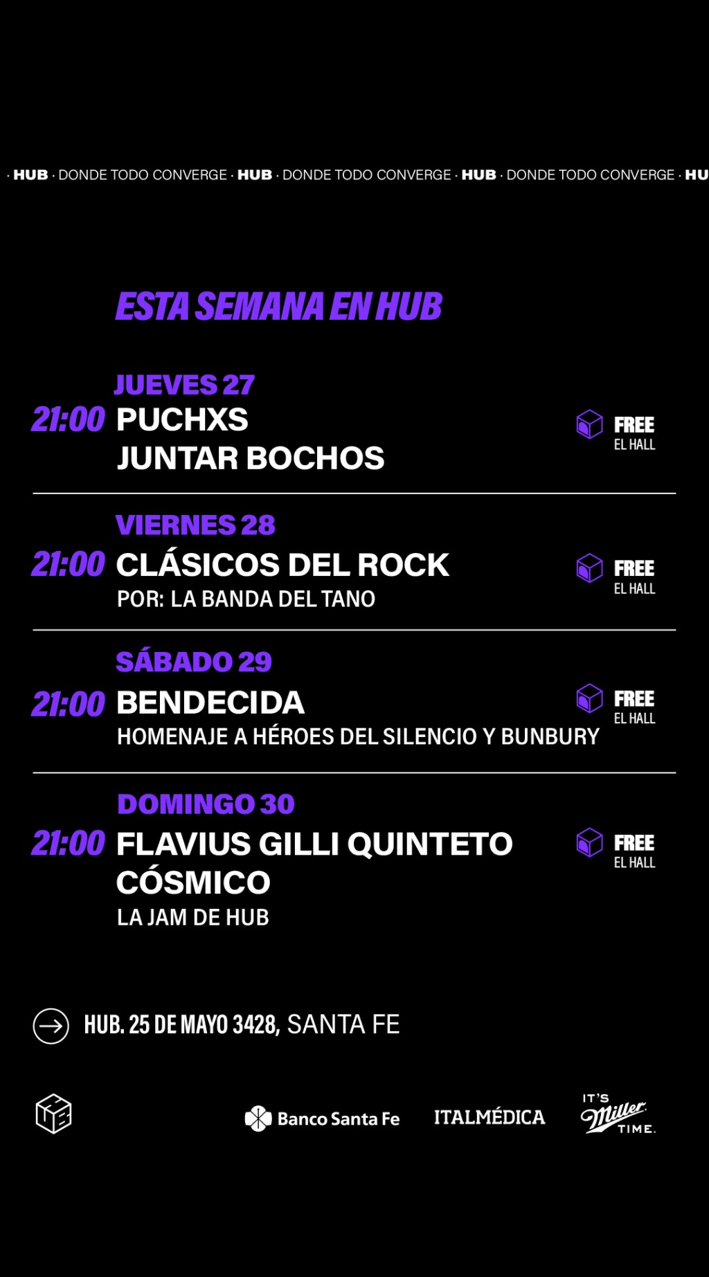 Agenda de HUB del 27/3 al 30/3