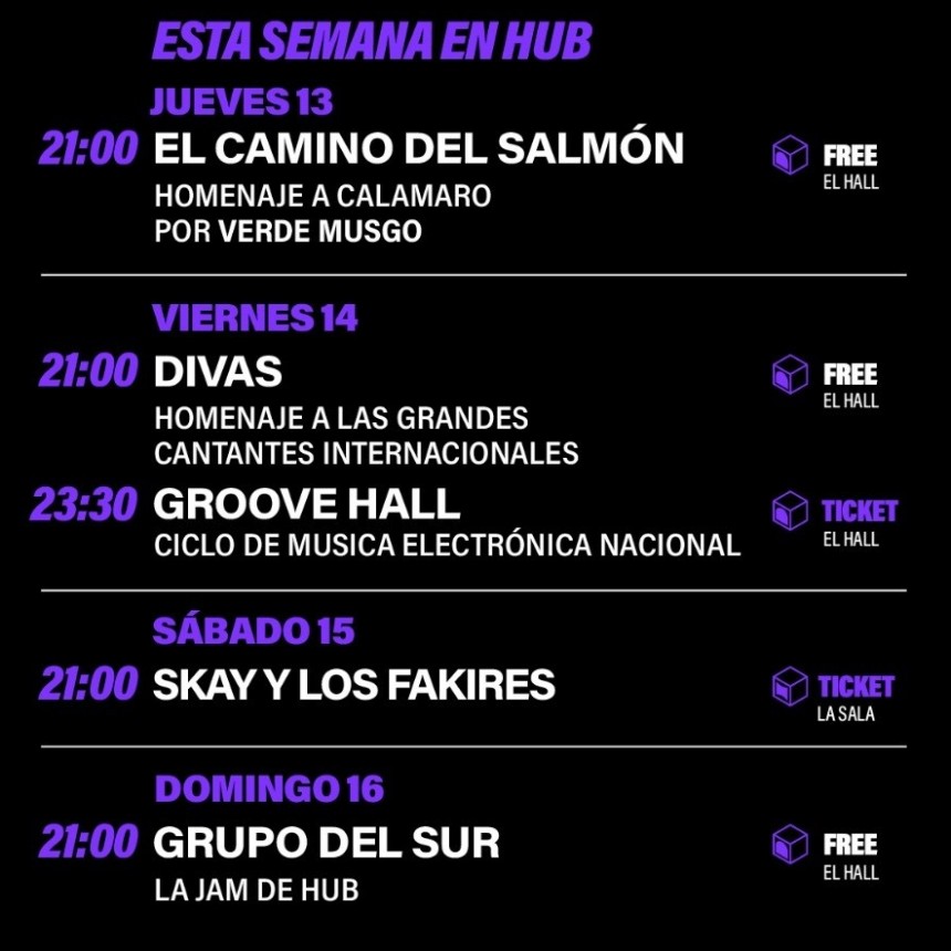 Agenda del 13/3 al 16/3 de HUB