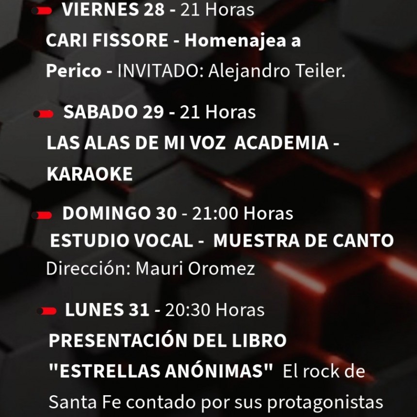 Programaci&oacute;n de Stanley Bar desde el 28/3 al 31/3