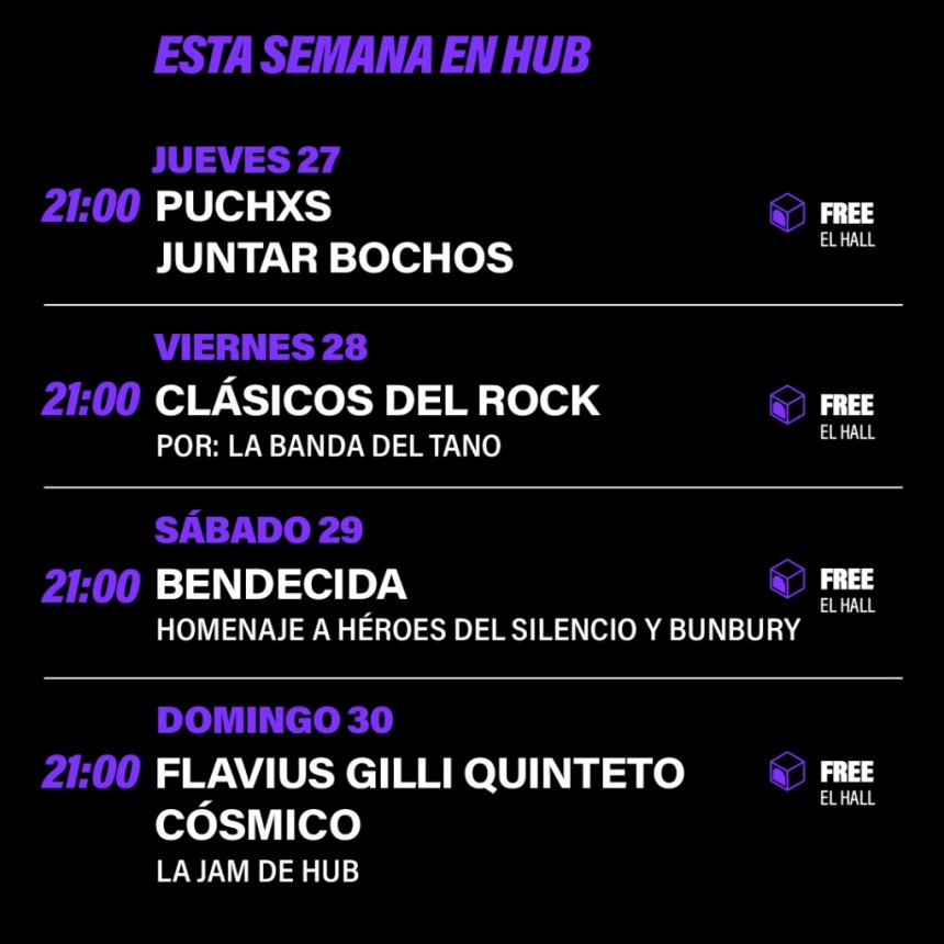 Agenda de HUB del 27/3 al 30/3
