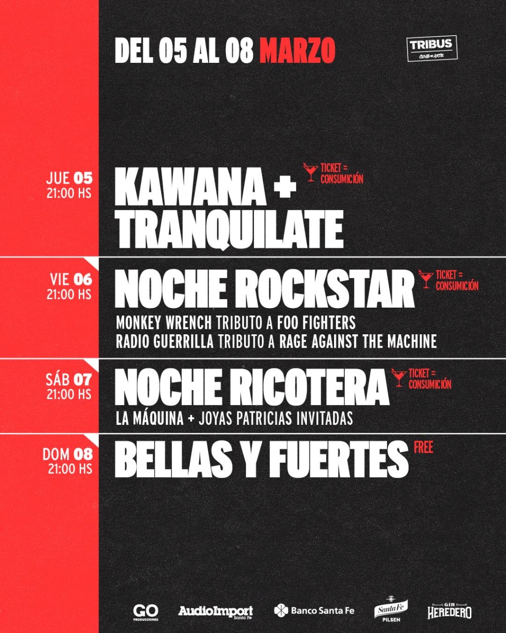 AGENDA SEMANAL TRIBUS CLUB DE ARTE:  JUEVES 5 A DOMINGO 8 DE MARZO