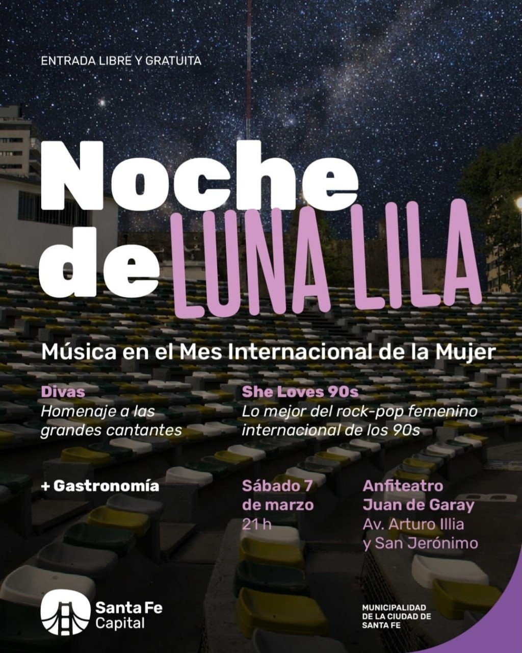 7/3 - NOCHE DE LUNA LILA en el Anfiteatro