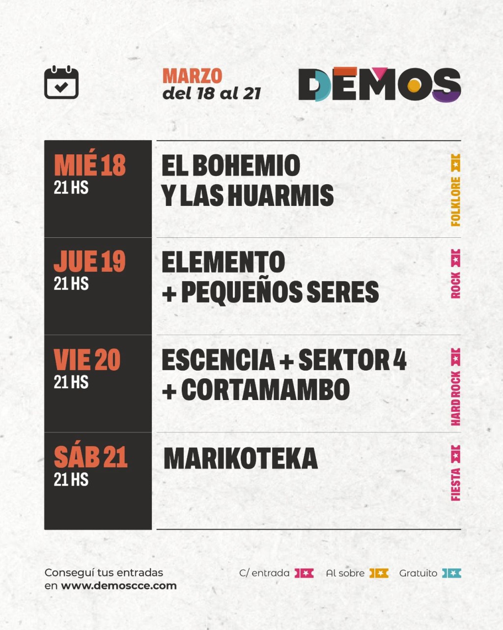 Agenda de DEMOS del 27/8  al 30/8