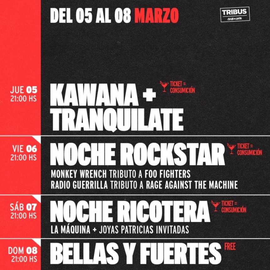 AGENDA SEMANAL TRIBUS CLUB DE ARTE:  JUEVES 5 A DOMINGO 8 DE MARZO