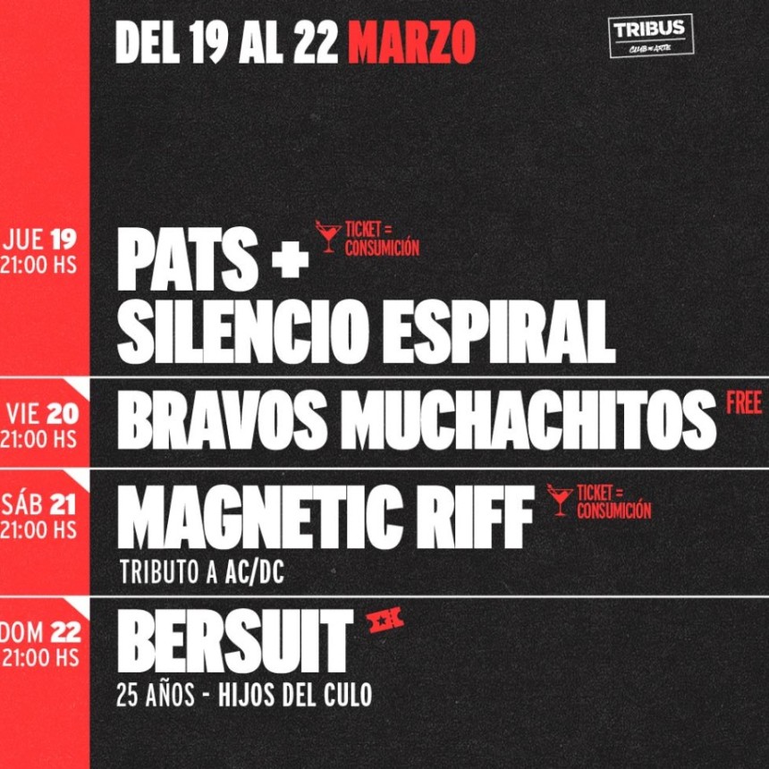 Programacion de Tribus del 19/3 al 22/3