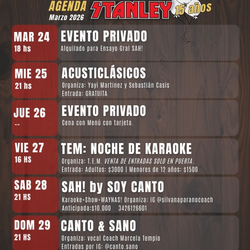 &Uacute;LTIMA SEMANA DE MARZO EN STANLEY 