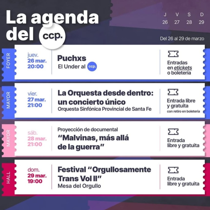 La agenda del CCP  26/3 al 29/3