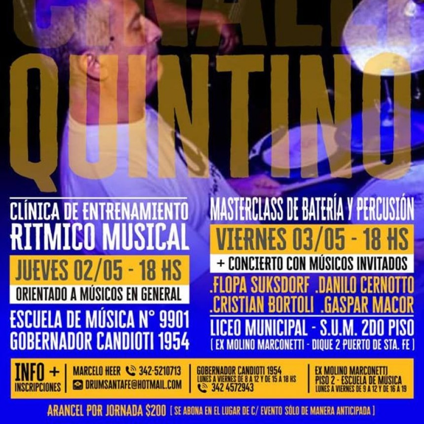2 y 3/5 - Clinica de entrenamiento Ritmico y Masterclass de Bateria y Percu
