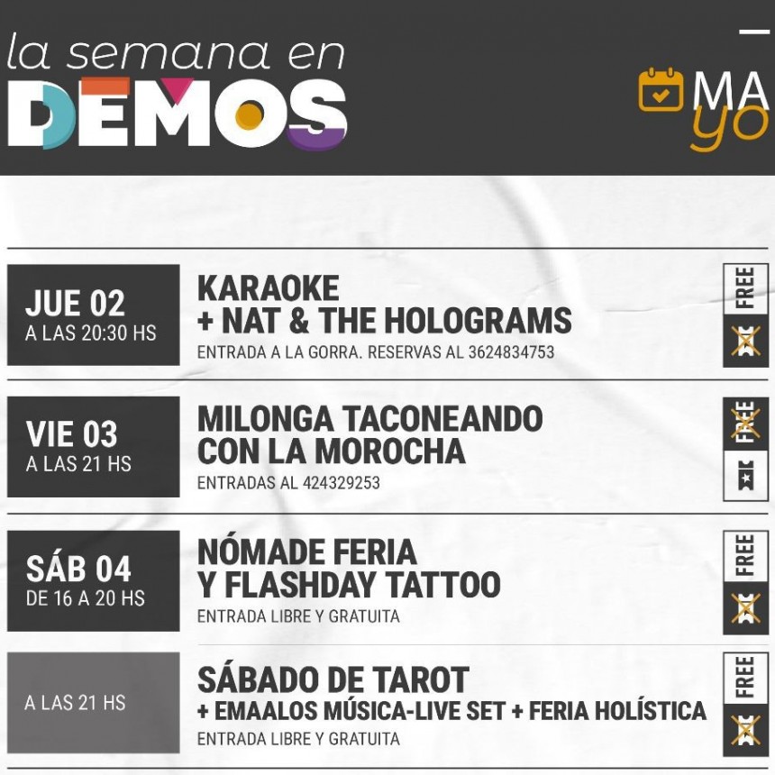 DEMOS y su programaci&oacute;n semanal del 2/6 al 4/6 