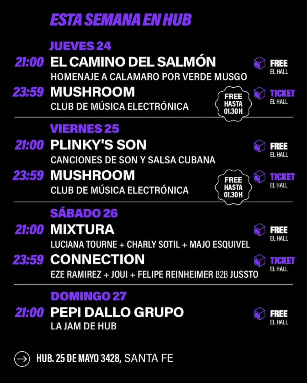 Agenda de HUB  del 24/4 al 27/4