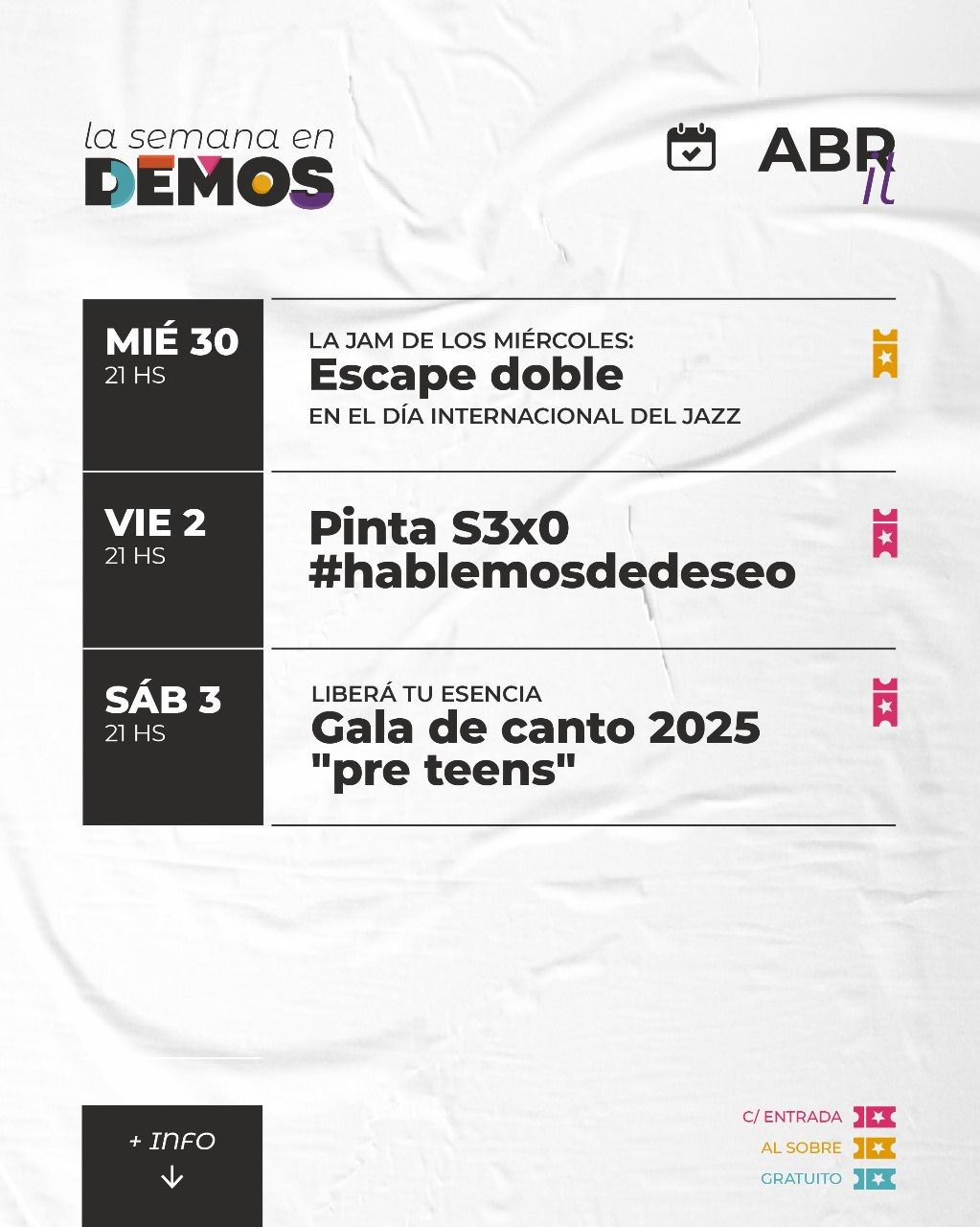 Programación de DEMOS del 30/4 al 3/5