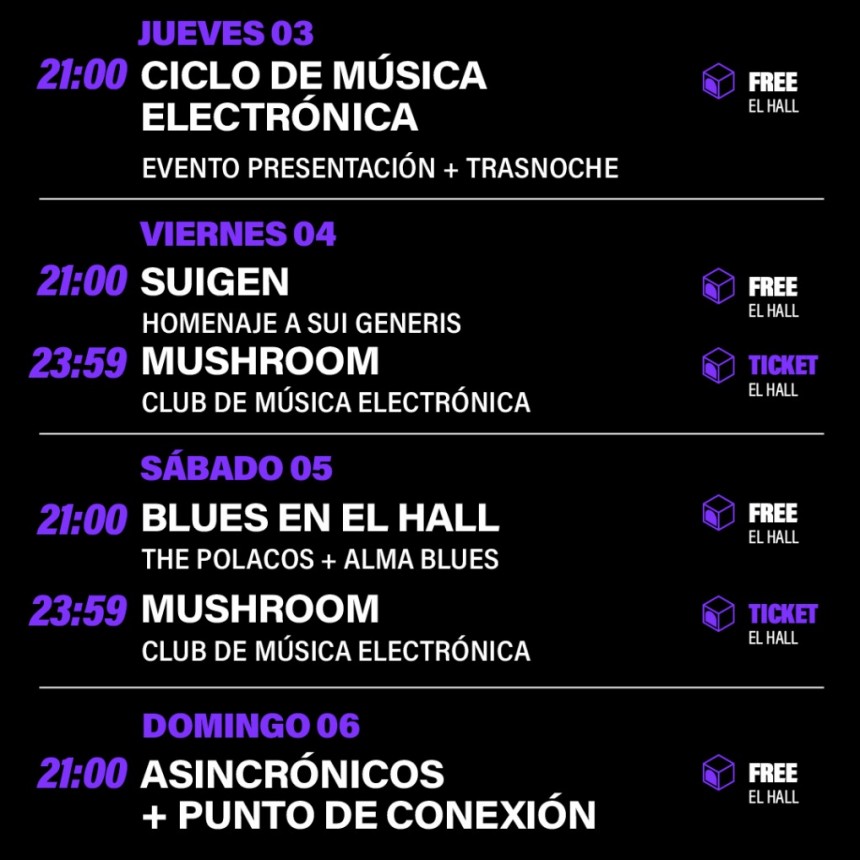 Agenda de HUB  del 3/4 al 6/4