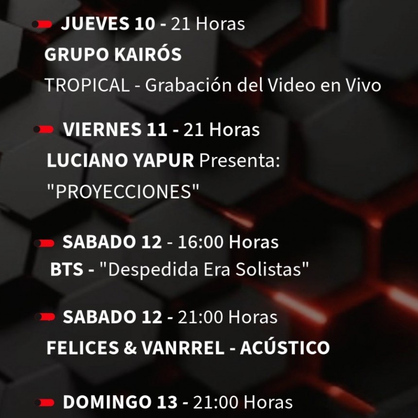 Agenda de STANLEY BAR del 10/4 al 13/4