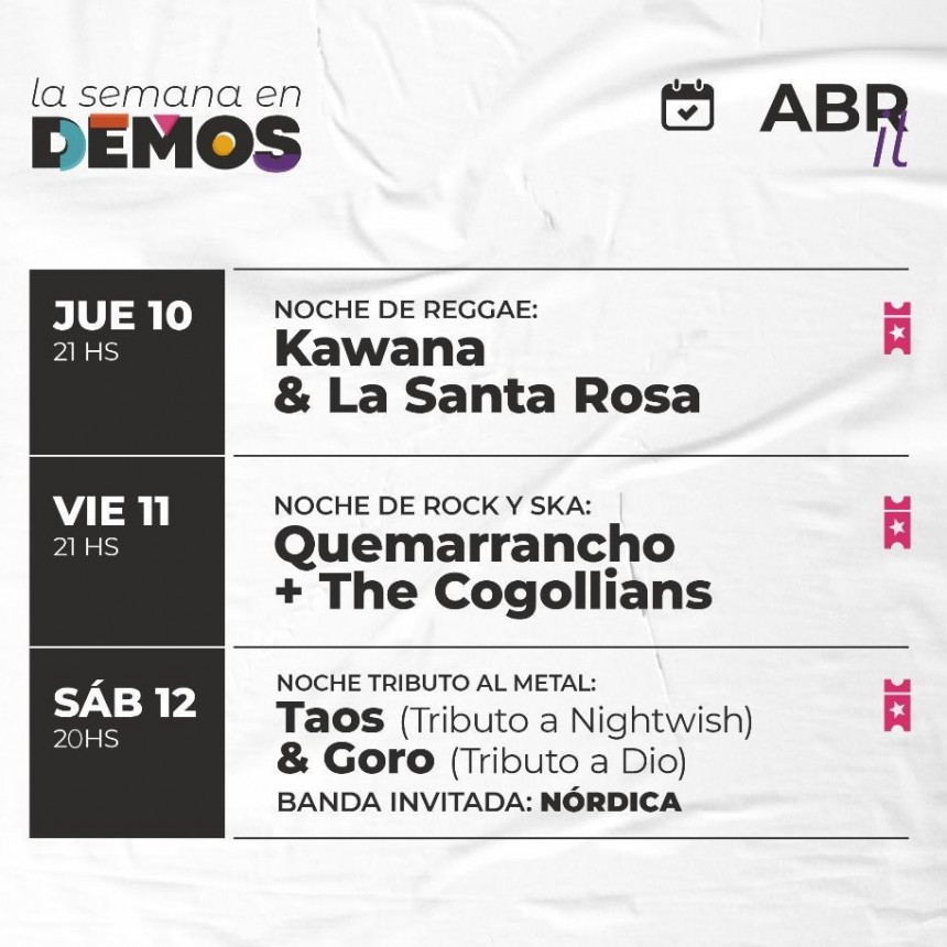 Agenda de DEMOS del 10/4 al 12/4