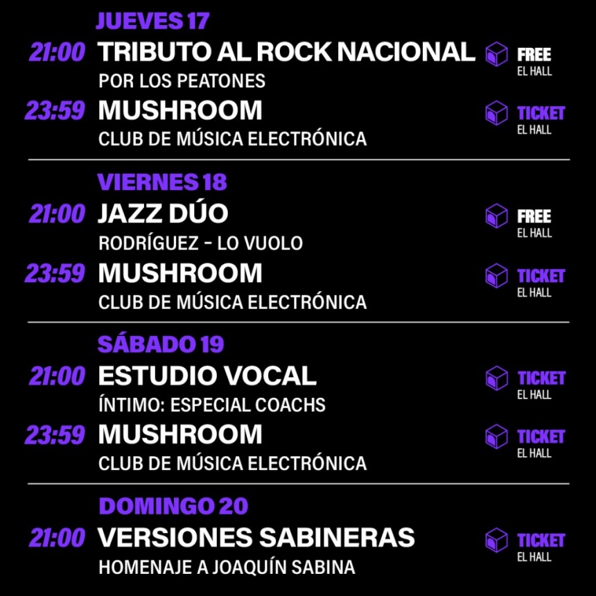 Agenda de HUB  del 17/4 al 20/4