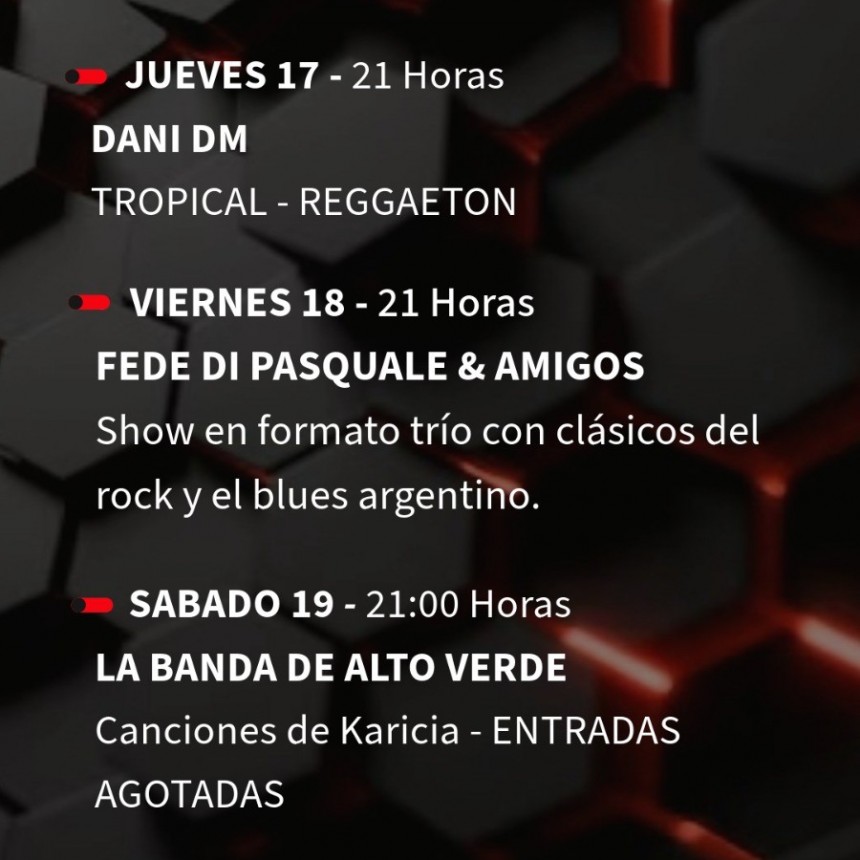 Agenda semanal de Stanley Bar del 17/4 al 20/4