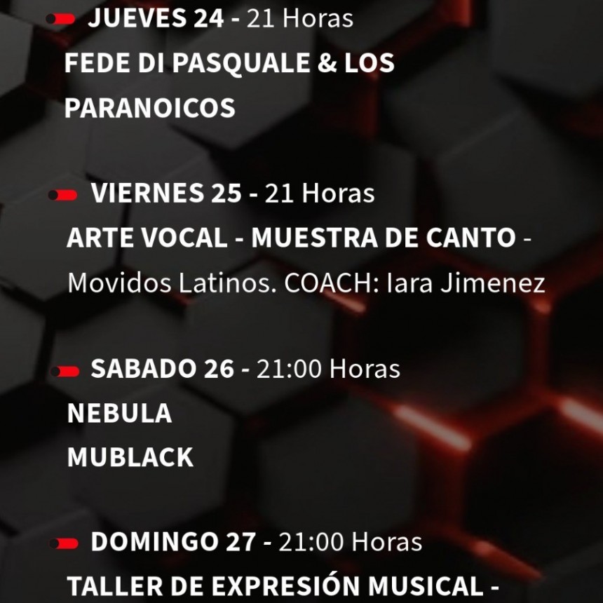 Programación de Stanley Bar del 24/4 al 27/4