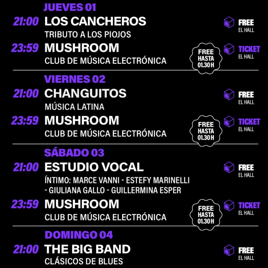 AGENDA SEMANAL HUB:  JUEVES 1 A DOMINGO 4 DE MAYO