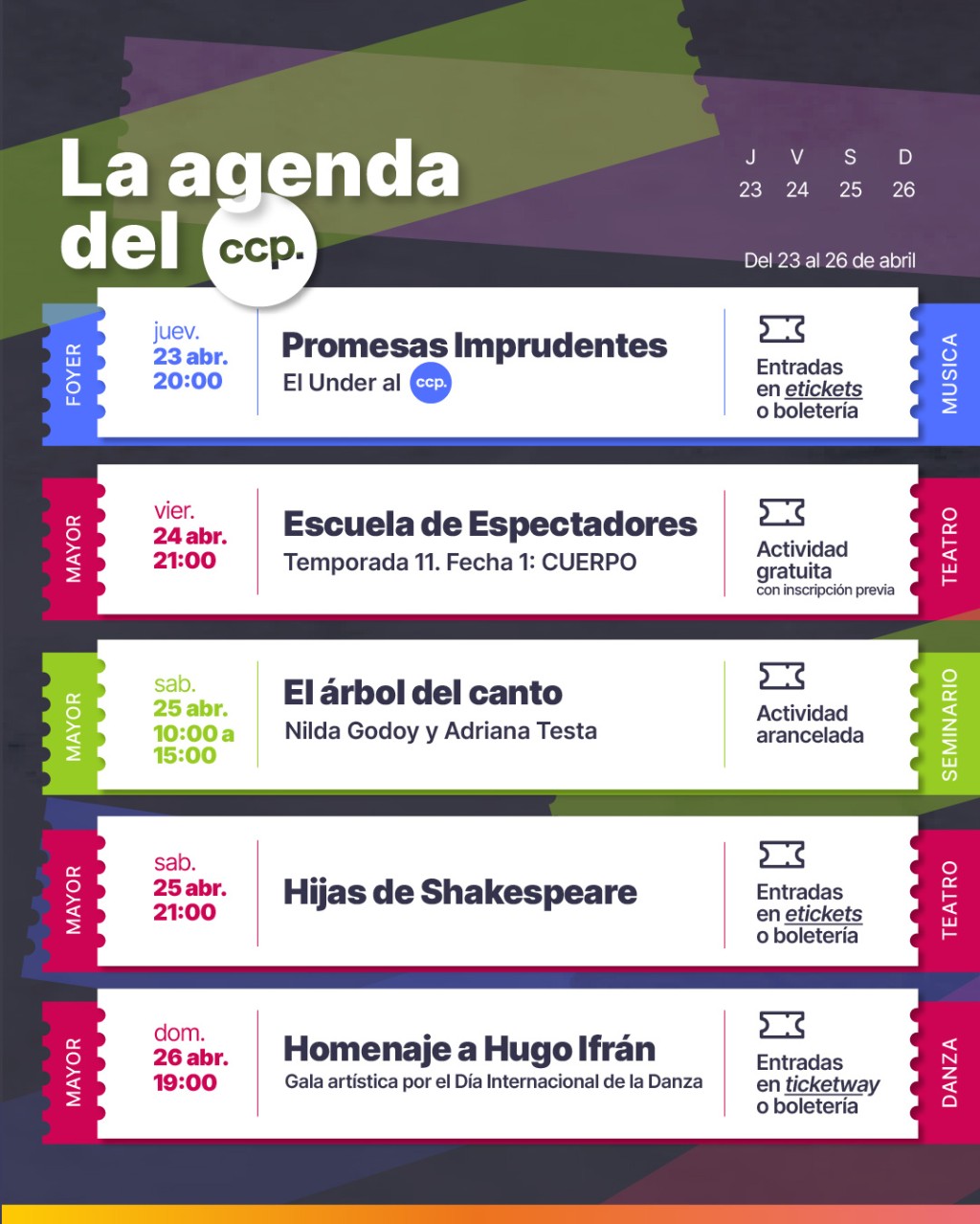 La agenda del CCP del 23/4 al 26/4