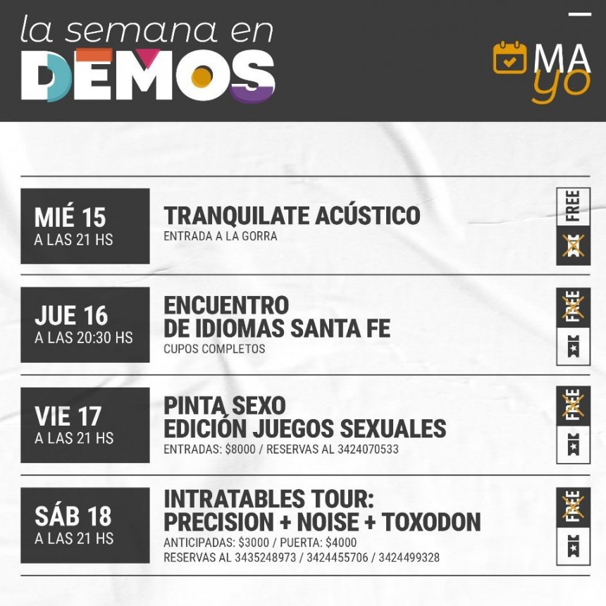 DEMOS y su programaci&oacute;n para esta semana