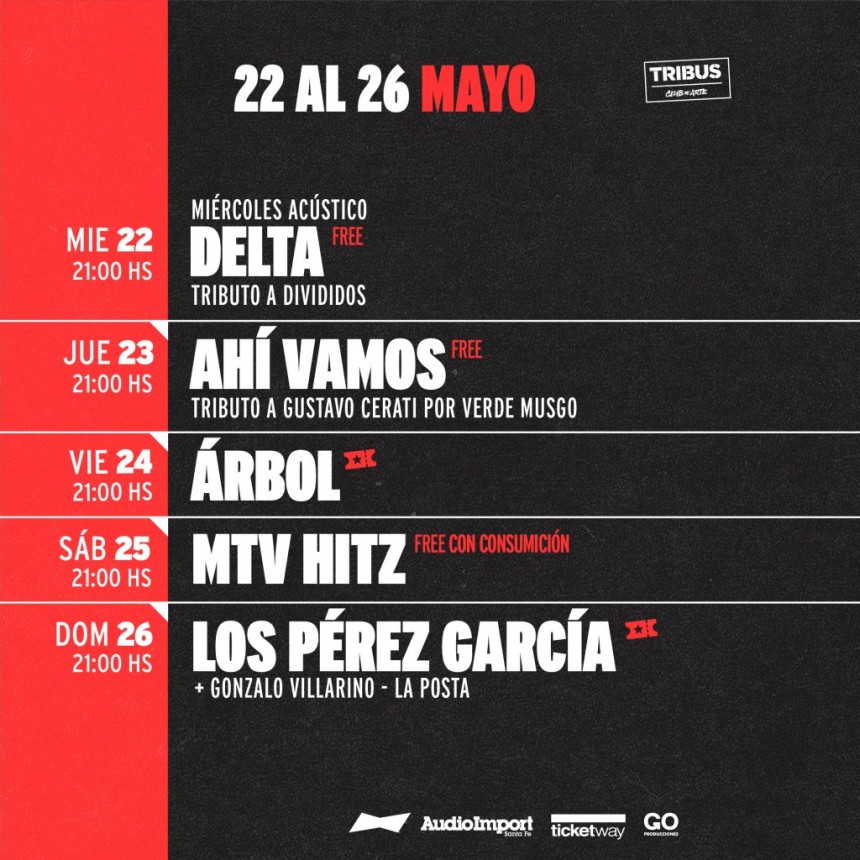 Programaci&oacute;n de Tribus desde el 22/5 al 26/5