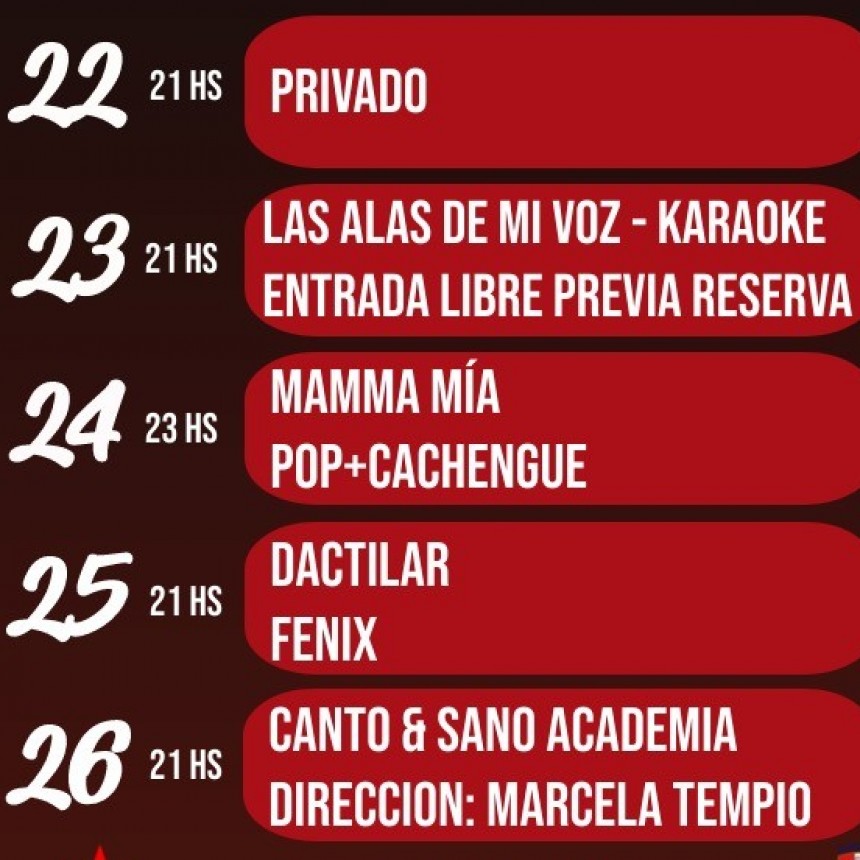 Programaci&oacute;n de Stanley Bar del 22/5 al 26/5