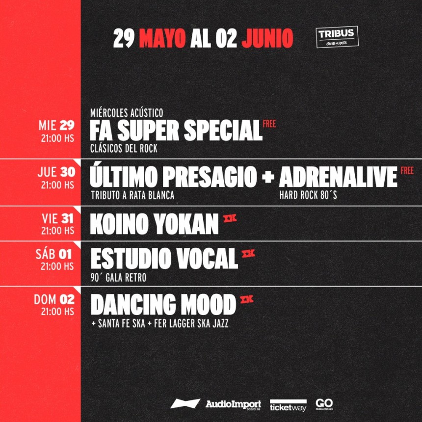 Agendo de Tribus del 29/5 al 2/6