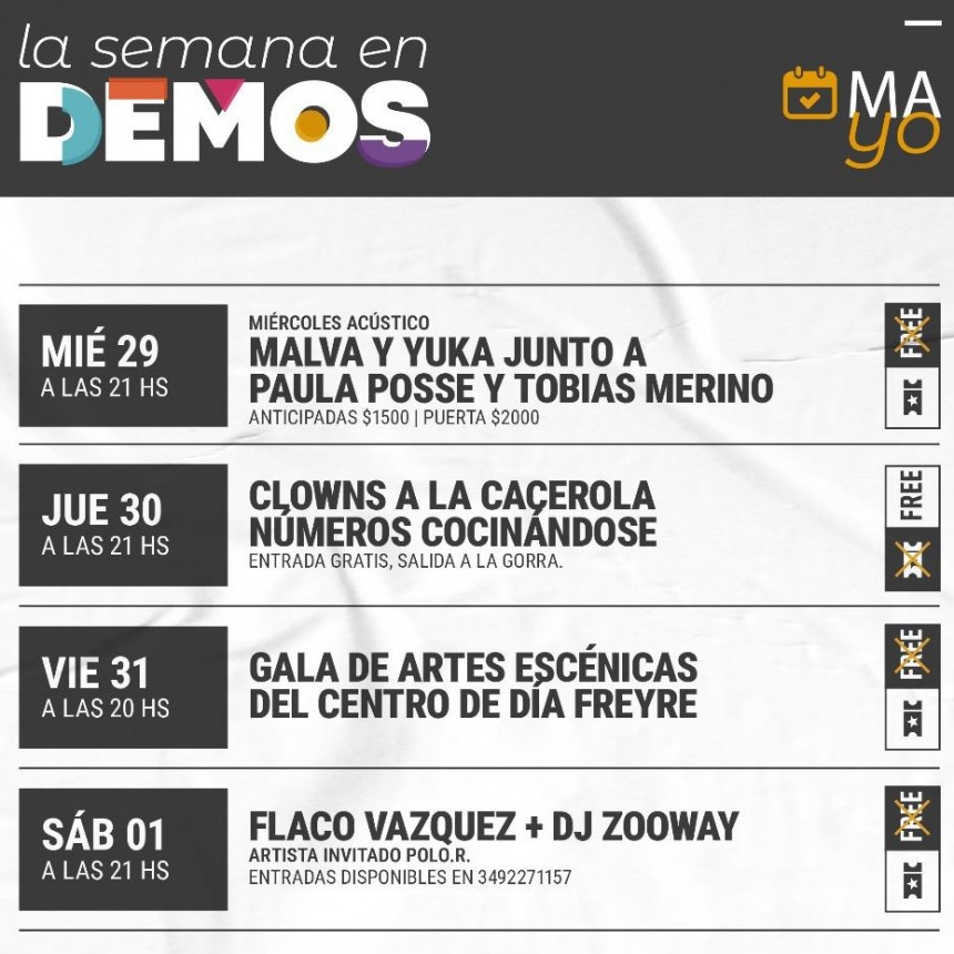Agenda de DEMOS para esta semana