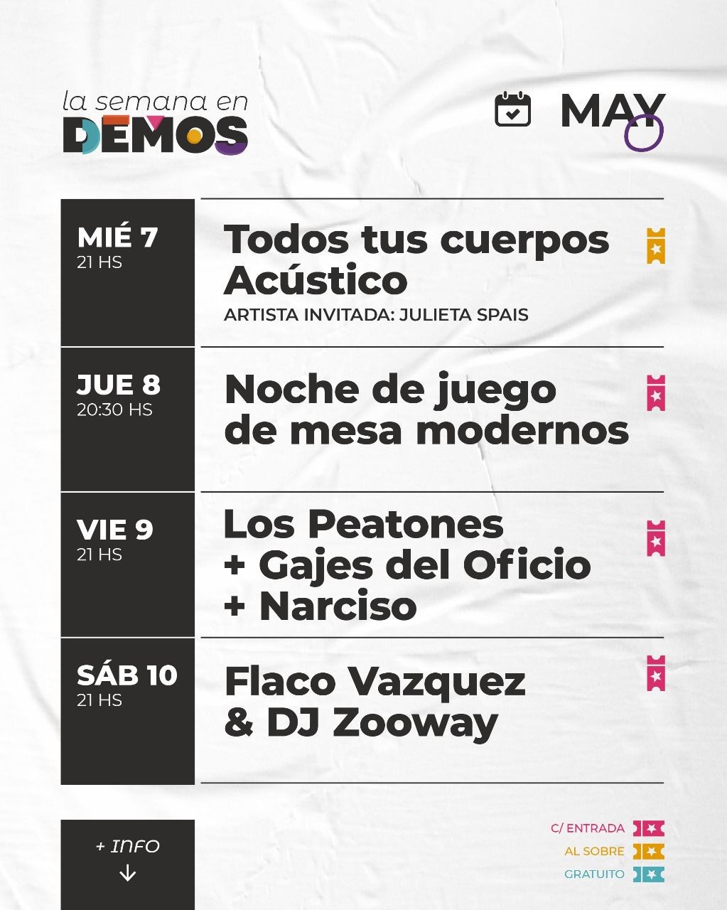 Programación de DEMOS del 7/5 al 10/5