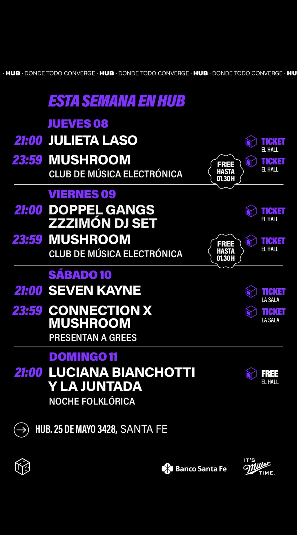 Programación de HUB del  8/5 al 11/5 