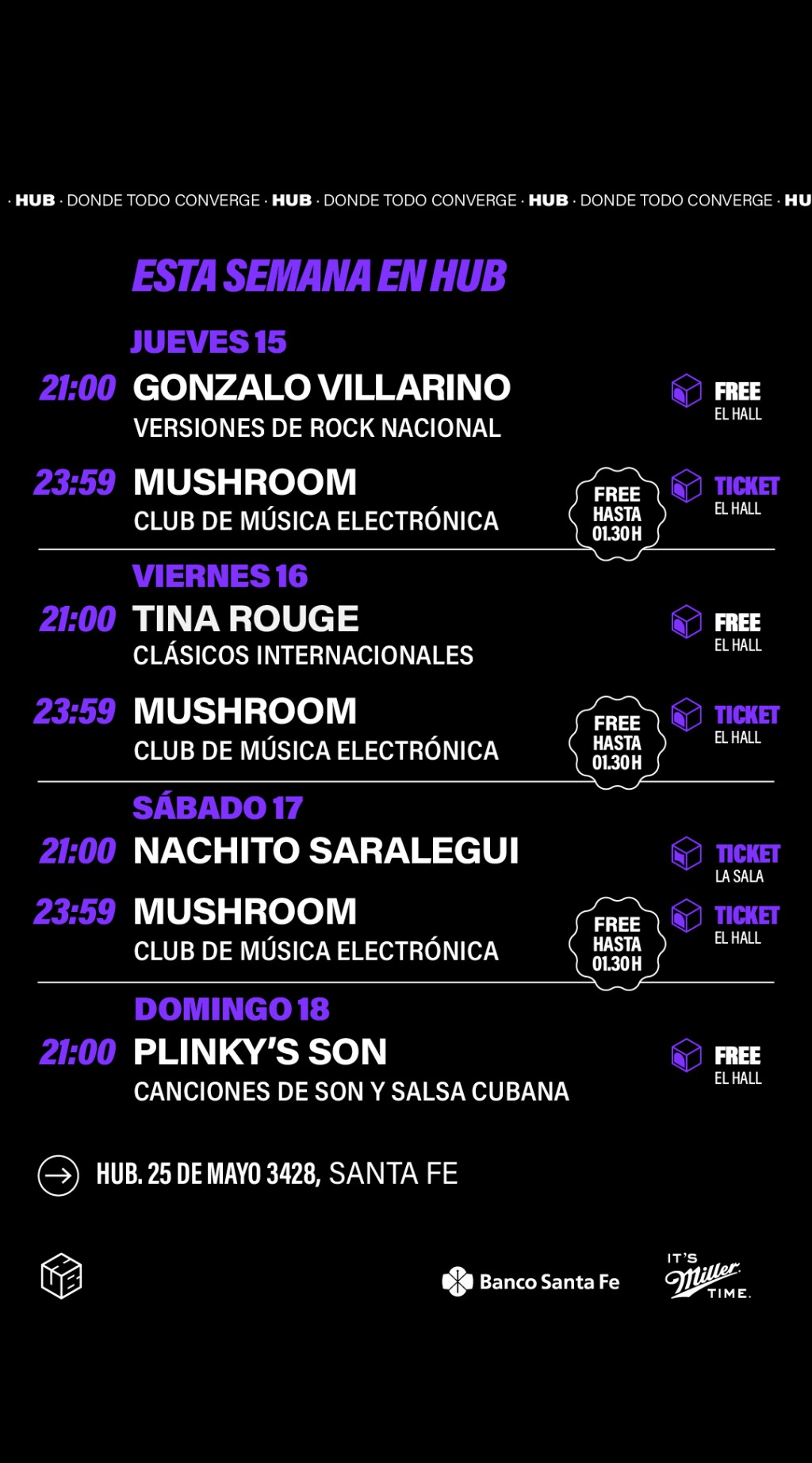 Programación de HUB del 15/5 al 18/5 