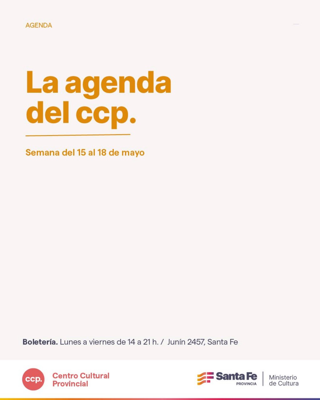 Agenda semanal del CCP del 15/5 al 18/5