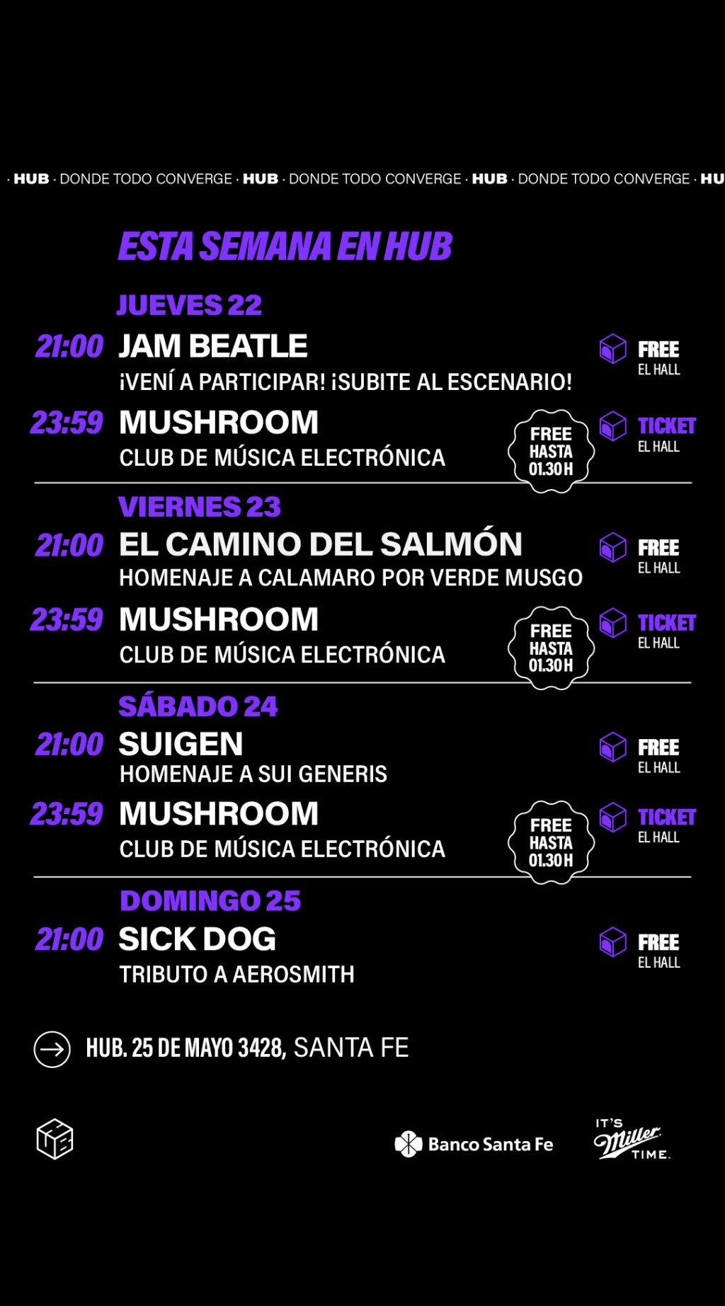Agenda de HUB del 22/5 al 25/5