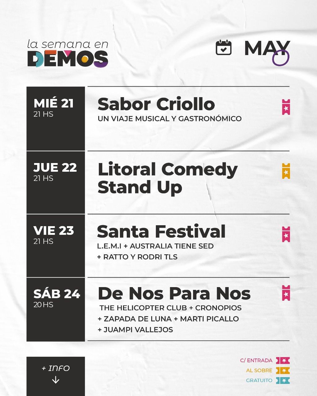 Agenda de DEMOS del 21/5 al 24/5