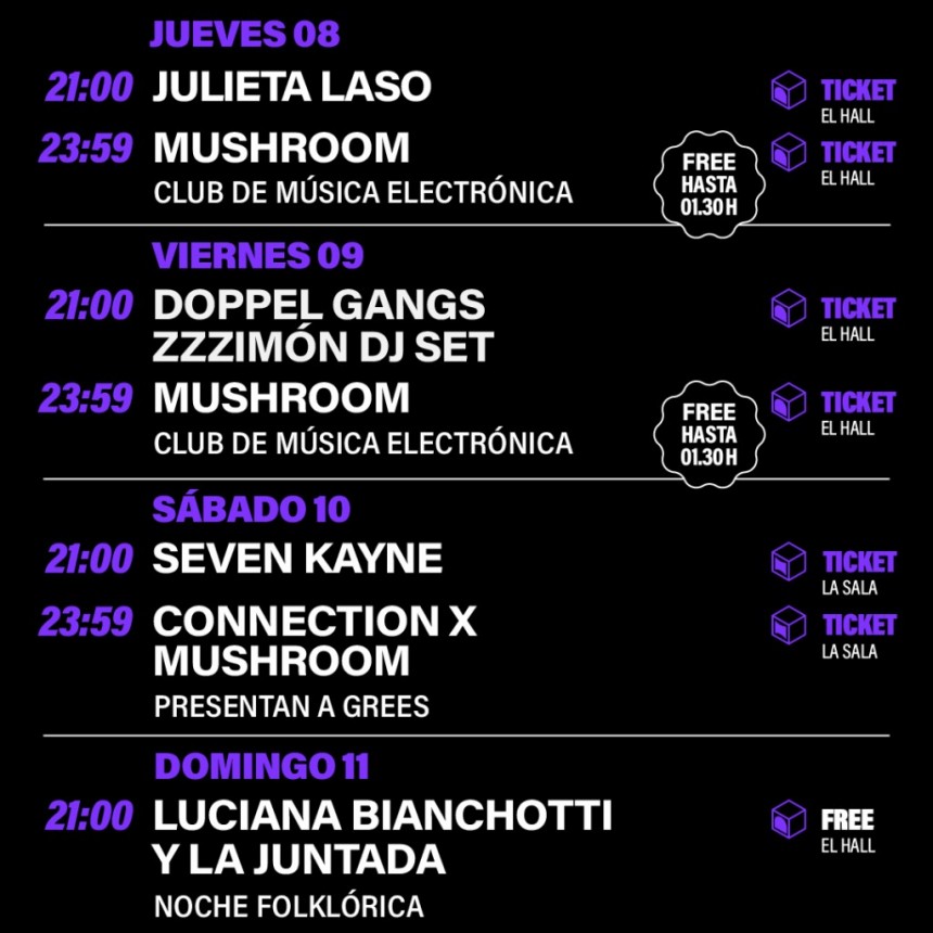 Programación de HUB del  8/5 al 11/5 