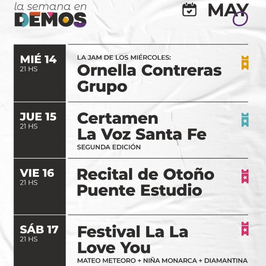 Programación de DEMOS 14/5 al 17/5