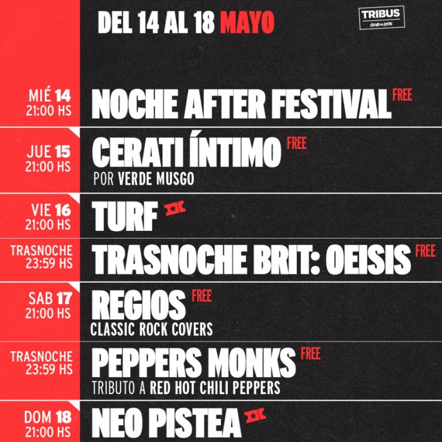 Programación de TRIBUS del 14/5 al 18/5