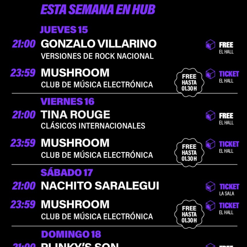 Programación de HUB del 15/5 al 18/5 