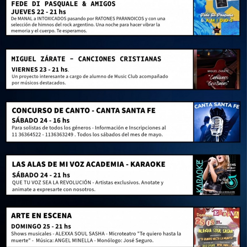 Agenda de Stanley del 22/5 al 25/5